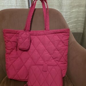 Vera Bradley Quilted Tote in Vibrant Pink